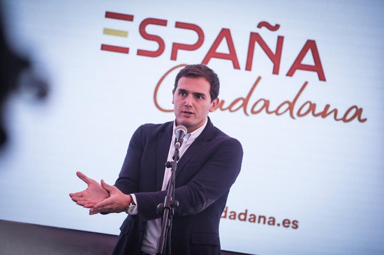 Cs leader Albert Rivera speaks at 'España Ciudadana' in Madrid on October 18 2018 (photo courtesy of Cs)